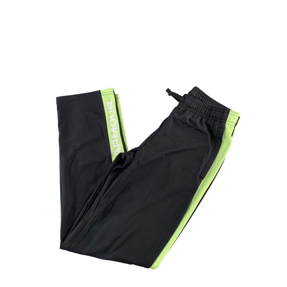 Under Armour Pants Youth Medium Black Neon Green Track Athletic
